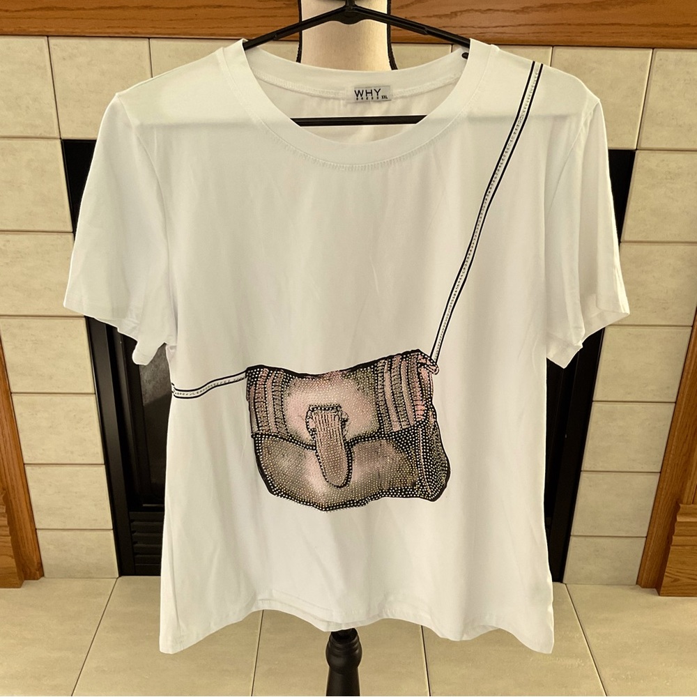NWT WHY Graphic Faux Studded Tee, Women’s Sz XXL